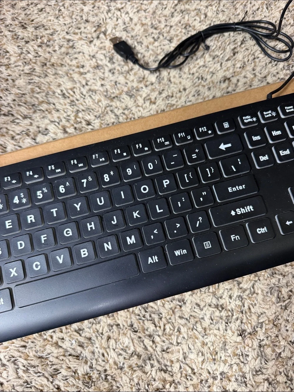 Wired Blacklit USB Keyboard - Slim Full-Size Layout